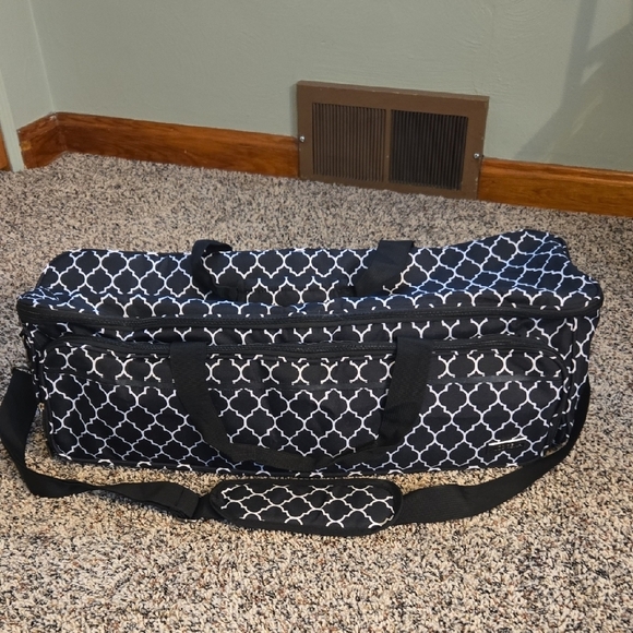 Black and White Patterned Duffel Bag - Picture 1 of 4